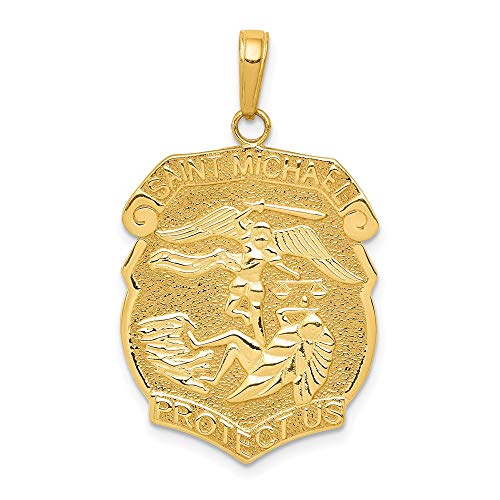 Solid 14k Yellow Gold Saint Michael Pendant