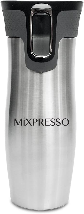 Travel Mug - Vacuum-Insulated Tumbler Stainless Steel Double Walled - Water Bottle Coffee Mug BPA Free for Hot and Cold with Easy-Clean Lid by Mixpresso Coffee (16 oz)