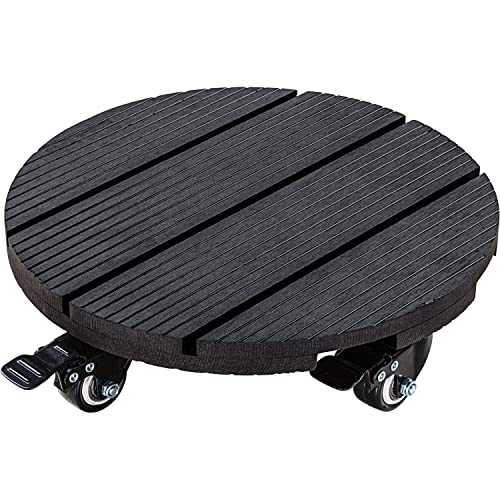 STILISTA® WPC-Pflanzenroller, belastbar bis 100 kg, witterungsbeständig, feststellbare Bremse, rund oder eckig, rund, schwarz Cover