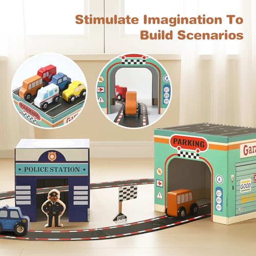 Image of Youuys 3-in-1 Sorting and Stacking Toys for Toddlers 1-3 with Building Blocks, Wooden Community Helpers, Montessori Nesting Boxes for Preschool Learning Stocking Stuffers for Boys Girls