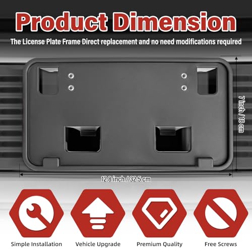 Image of License Plate Bracket Accessories for Ford Ranger 2008 2009 2010 2011, Front Bumper License Plate Holder Replacement Frame Black Mount