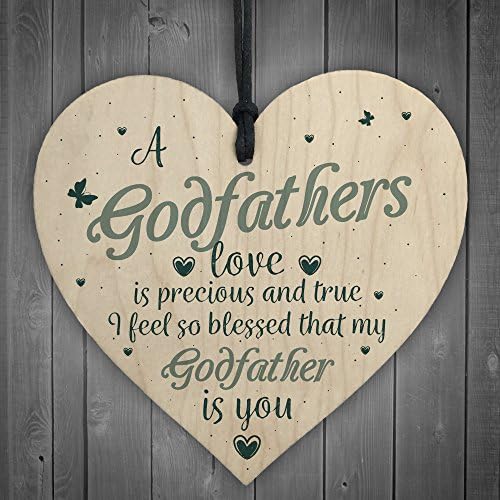 RED OCEAN Godfathers Love Wooden Heart Plaque Sign Fathers Day Christening Birthday Asking Gifts For Him