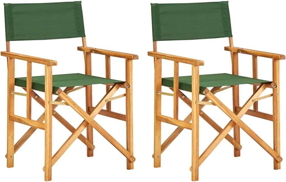 Folding Artist Directors,Movie Theater Chairs,Director's Chairs 2 pcs Solid Acacia Wood Green