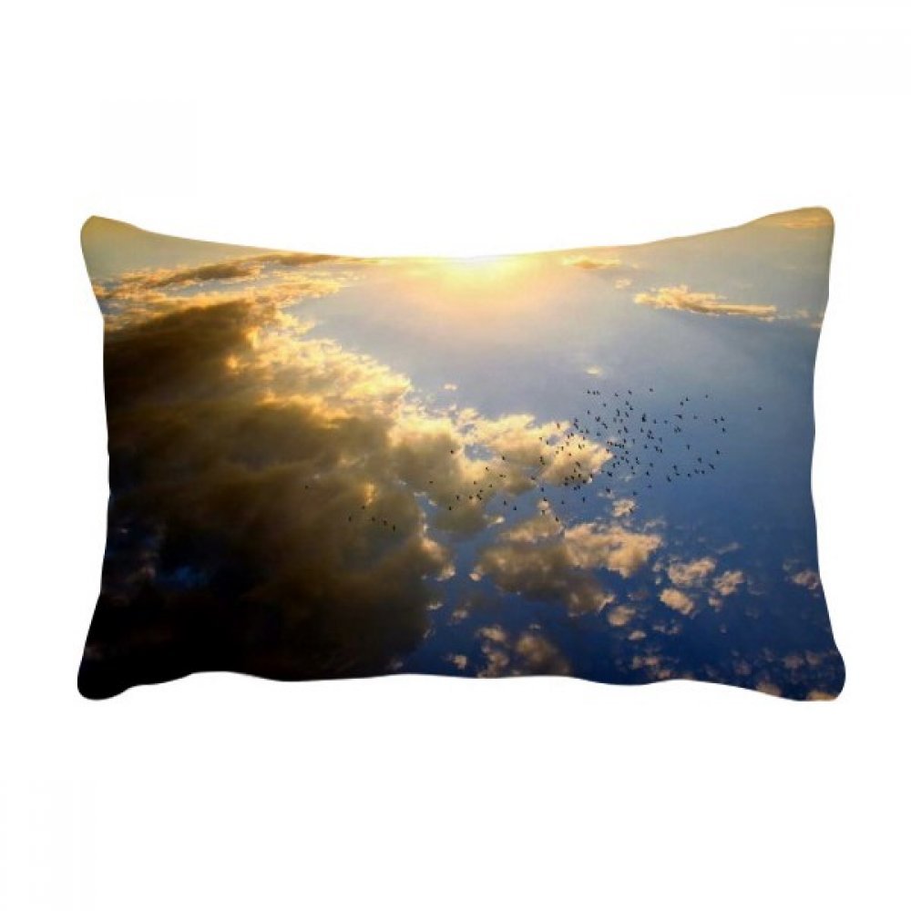 Coussin de canapé orange soleil ciel bleu nuages multicolore 16x24 pouces