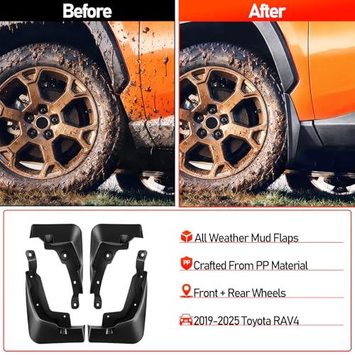 Image of Mud Flaps Splash Guards Compatible with Toyota RAV4 2019-2025,4PCS Front Rear Mudflaps Tire Splash for 2025 RAV4 Accessories,OEM Style No Drilling Mudguard Wheel Liner Fenders