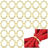 Dandat 24 Pieces Metal Napkin Ring Holders Bamboo Knuckles Style Gold Napkin Holder Ring Zinc Alloy Serviette Buckles for Table Settings Wedding Farmhouse Banquet Birthday Picnics Daily Decor