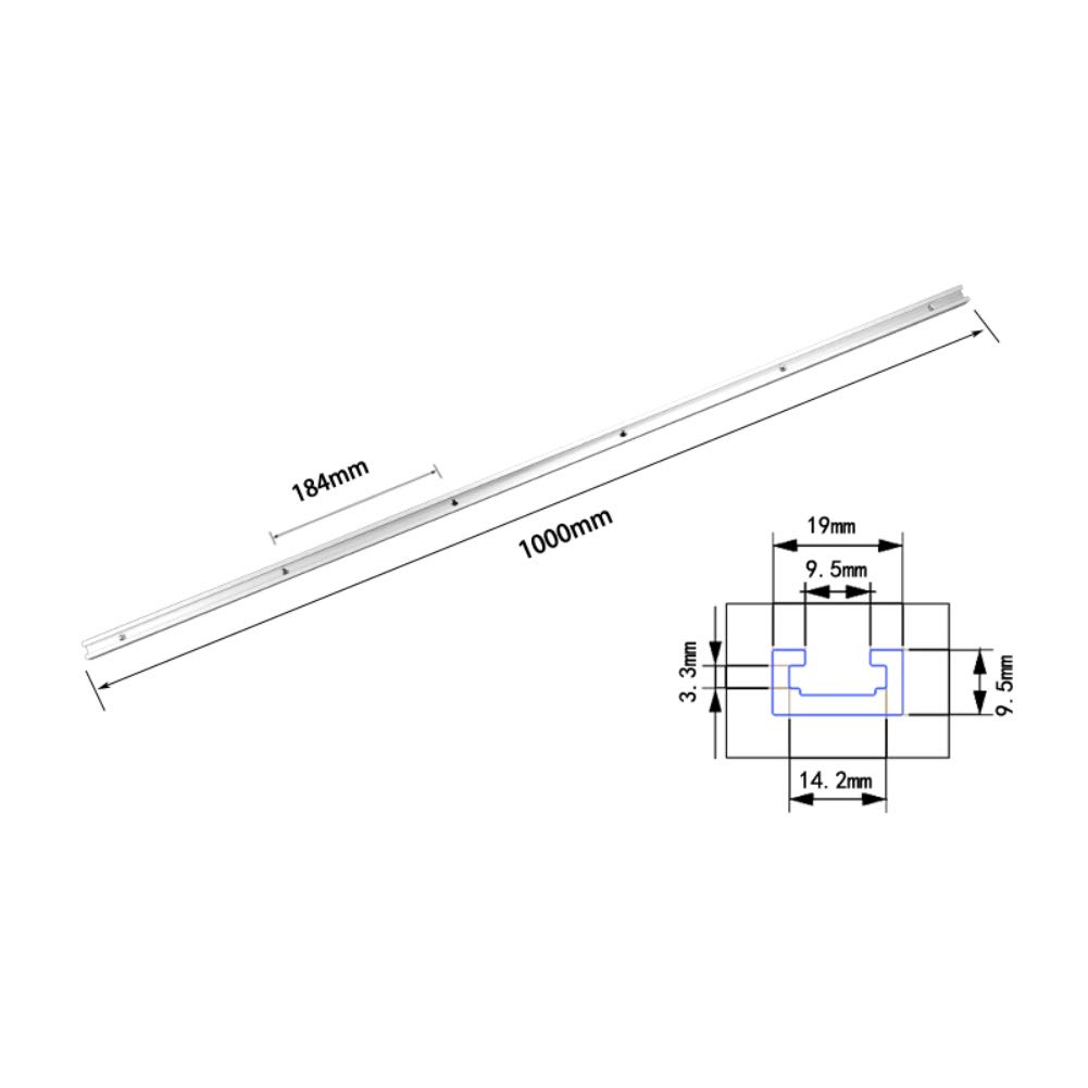 Track Slot Miter, T Slot Aluminum Alloy Non Porous Slide Slab Slide Slab Miter Track Jig for Routers Band Saws Drill Presses(1m)
