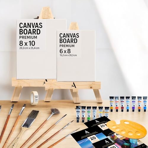 Image of 126 Pcs Painting Kit - All-in-One Art Set with Easels, Canvas Boards, Paints, Brushes, Palette, Paper - Complete Artist Supplies for Beginners, Kids & Adults