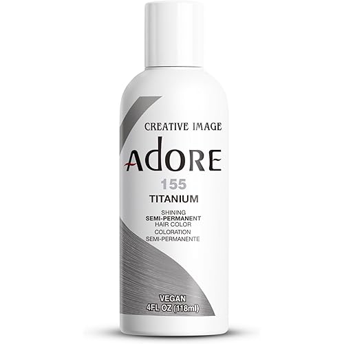 Adore Semi Permanent Hair Color (155 Titanium) | Vegan & Cruelty-Free Grey Hair Dye | No Ammonia, No Peroxide, No Alcohol | 4 Fl Oz