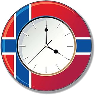 Norway Clock with National Flag Car Bumper Sticker Decal