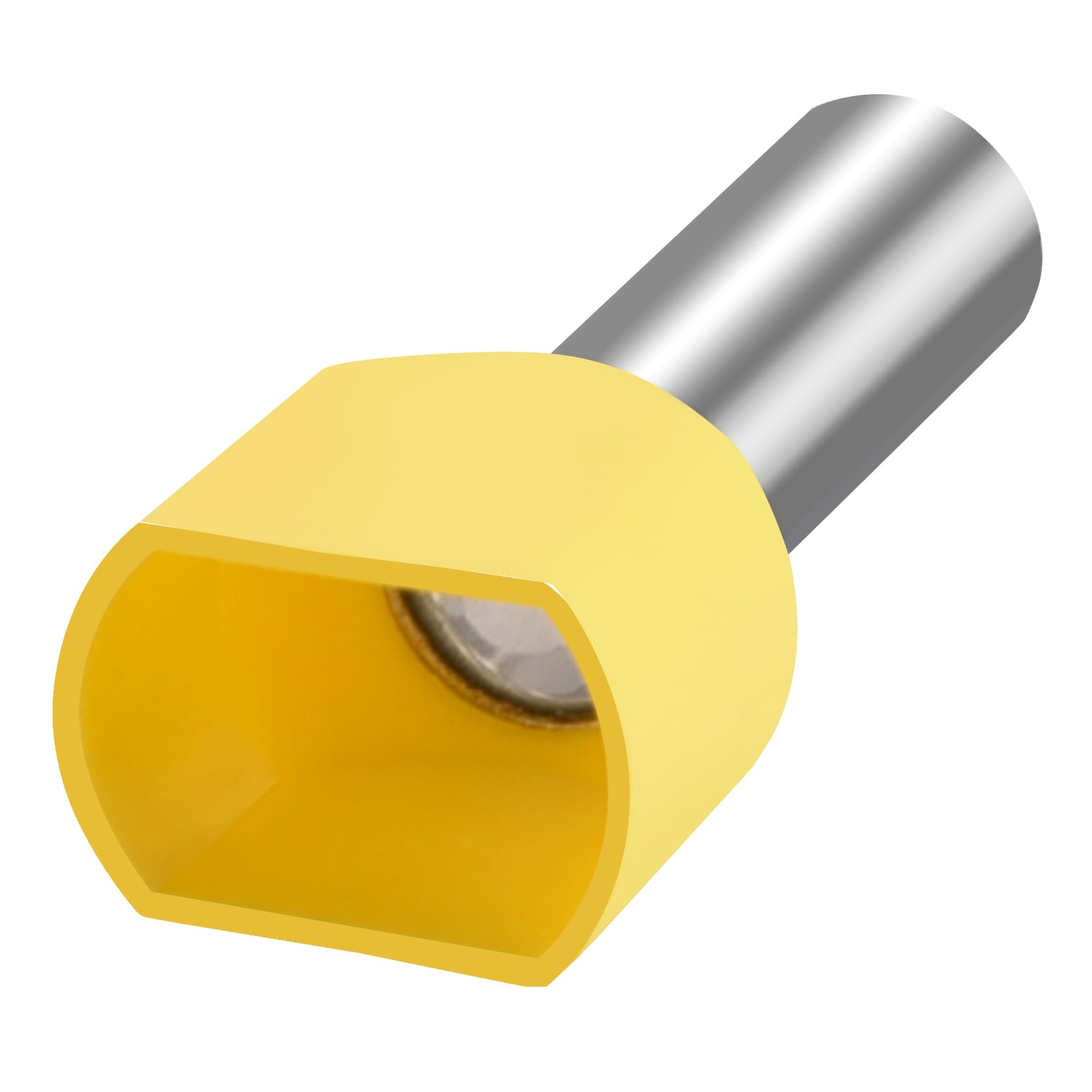 Heschen Terminales de crimpar, TE6014, AWG10*2/2 * 6mm², Terminales para cables gemelos, Terminales para cables gemelos, Longitud 14 mm, Amarillo, Paquete de 100