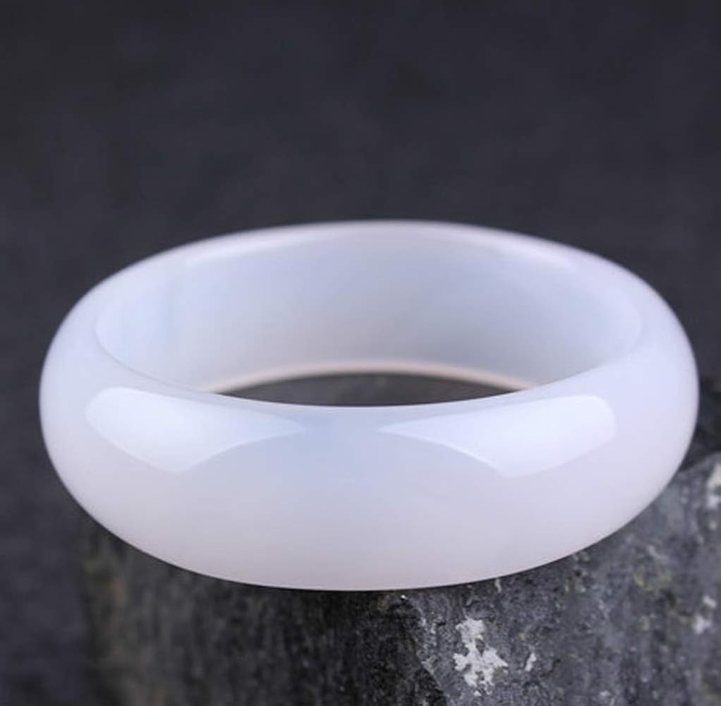 Amazon | ホワイト カルセドニー 白玉髄 バングル ワイド 氷種 白瑪瑙