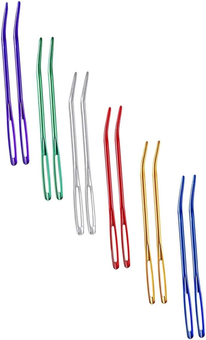 GETAJGHSD 12pcs Safety Yarn Needles with Large Eye Bent Design, Wear-Resistant Household Darning Needles for Knitting and Sewing Crafts, for DIY Yarn Repair and Weaving Projects Random Color
