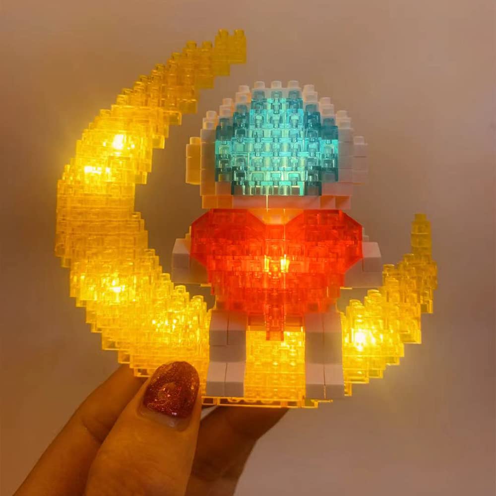 Astronaut Building Set with Light, Building Blocks Astronaut Model STEM Building Toy, Micro Blocks for Adult Gift (Heart Version+Space Capsule)