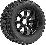 12″ Tempest Glossy Black Aluminum Alloy Golf Cart Wheels with 23″x10.5″-12″ All-Terrain Tires – Set of 4