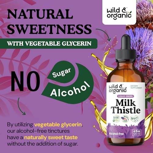 Wild & Organic Milk Thistle Liquid Drops - Liver Cleanse Detox - Silymarin Milk Thistle Supplement for Liver Support - Silybum Marianum Seed Extract Tincture - Vegan, Sugar & Alcohol-Free - 4 fl oz - Thumbnail 6