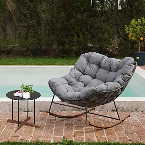 Grand Patio Rocking Chair Set Of 2,Outdoor Rocking Chair With Patio Steel Side Table,Royal Rocking Chairs With Padded Cushion #TOP13