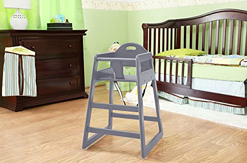 Image of Wooden High Chair for Baby & Toddler - Restaurant-Style Stackable HighChair with Commercial Grade Solid Wood for Dining Table & Kitchen - Compact & Portable Design for Home & Restaurant Use - Gray