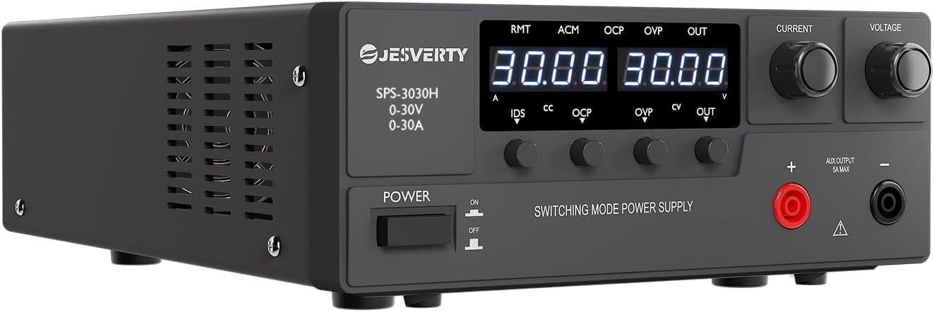 DC Power Supply Variable, 0-30V 0-30A 900W Switching DC Regulated Bench Power Supply with Encoder Knob, Output On/Off Switch, 4-Digit LED Display, OVP & OCP, Aux Output Terminal - SPS-3030H