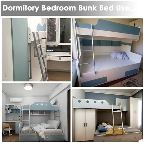 Adjustable Bunk Bed Ladder with Hooks, Double Elevated Bed Access for Adults & Teens, Silver 1.4ft - Perfect for Campervans & Twin Beds