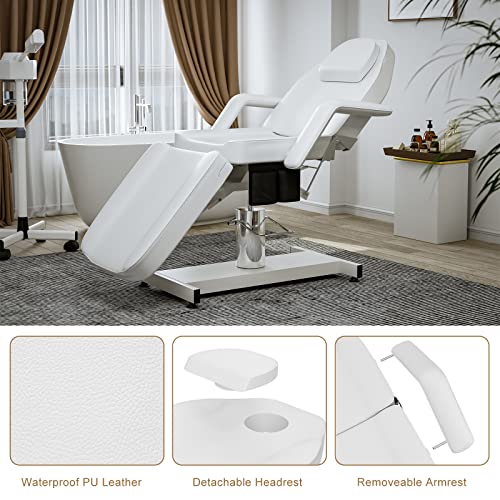 Okakopa Upgrade Tattoo Bed Chair W/Super Large Pump, 360 Swivel Facial Beds, Hydraulic Adjustable Height And Angle, Spa Chairs For Esthetician - White #TOP7