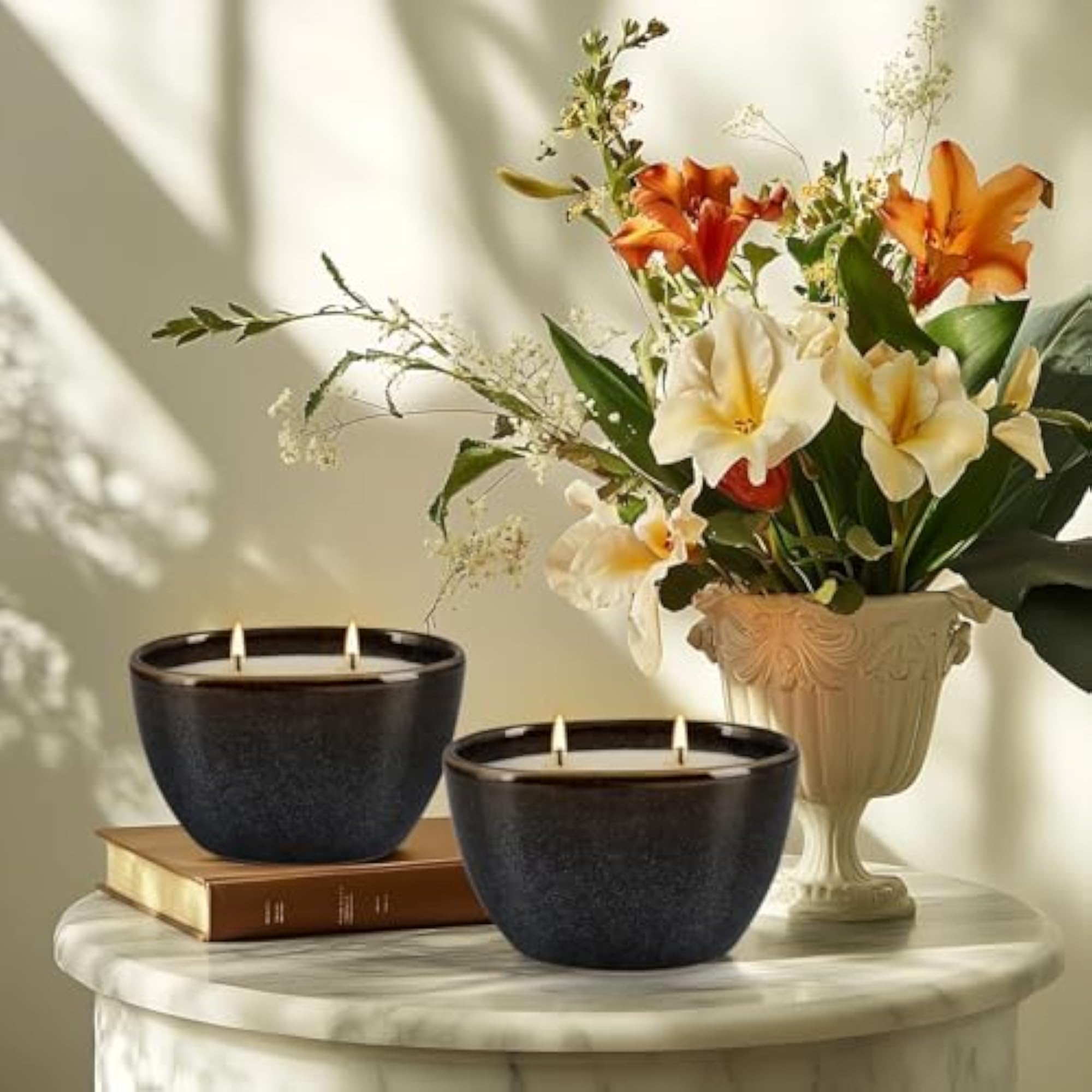 2-Pack Black Ceramic Citronella Scented Candles