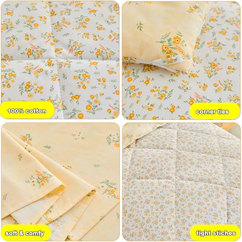 Image of DuShow 4 Piece Cotton Toddler Bedding Set for Girls,Pink Toddler Comforter Set Bed in a Bag,Reversible Floral Crib Bed Sheets Set Include Comforter,Flat Sheet,Fitted Sheet,Pillowcase
