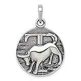  Broche de plata de ley pulido acabado antiguo Zodiaco Tauro tela decorativa lámpara de techo - JewelryWeb
