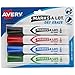 Avery Marks-A-Lot Dry Erase Markers, Assorted Colors (1 Black, 1 Blue, 1 Green, 1 Red) Pack 4 (24409)
