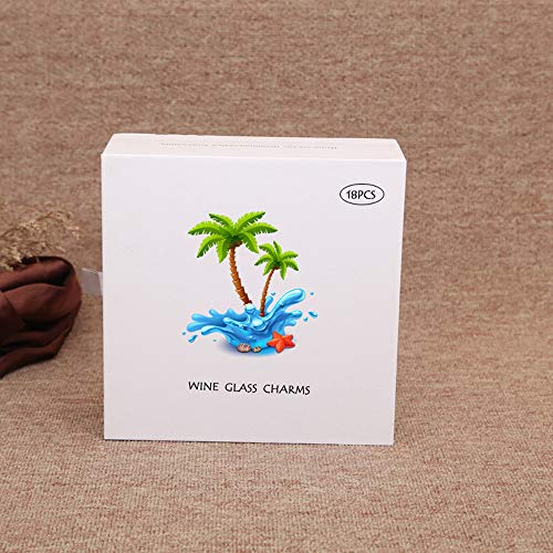 Wine Glass Charms Markers Tags,Wine Charms For Stem Glasses,Wine Glass Identifier Charms,Christmas Drink Markers,Wine Glass Charm Rings,Wine Tasting Party Decorations, Summer Beach Themed Set Of 18 #TOP6