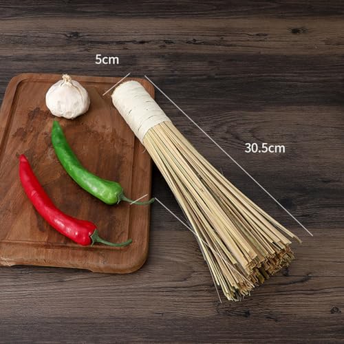 Image of 4 Pack Wok Brush, Bamboo Pot Brush, Kitchen Cleaning Brush, Wok Cleaning Brush,Pan Brush for Cleaning Dishes, Cast Iron Pots, Pans and Sink (Rope - Flat)