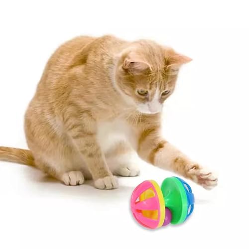 Brinquedos Pet Bolinha Bipartida com Sino Para Gatos Plastico 9.5cm