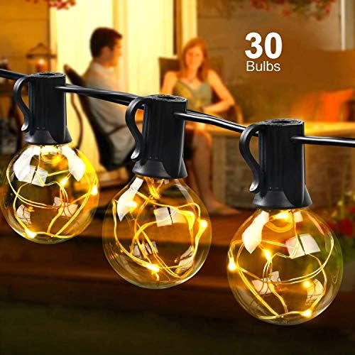 AMMON String Light 32FT G40 Globe String Lights with 30 Clear Bulbs Outdoor Indoor String Lights Hanging Sockets UL Listed Warm White Christmas Light for Garden Home Party Wedding Festival Decoration