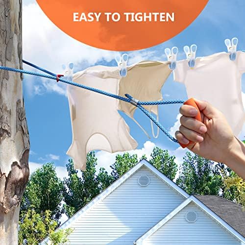 Lonpur Travel Clothes Line Washing Line Rope 6MM with 12 pcs Anti-Slip Pegs Portable for Outdoor Camping Garden Laundry(10M)