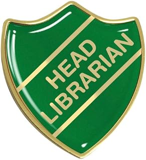 Head Librarian Gel Domed School Shield Badge (Green)