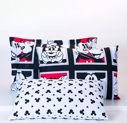 Kit Edredom Com Porta Travesseiro - MIckey & Minnie - Cama Queen 03 Peças