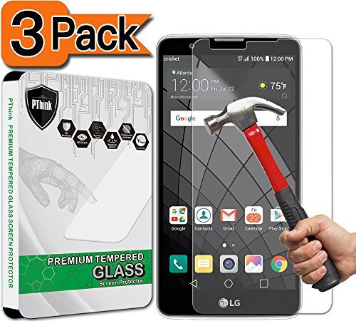 [3-Pack] LG Stylo 2 Screen Protector, PThink® [Tempered Glass] [9H Hardness] [Anti-Scratch] [Fingerprint Resistant] [Easy-Install] Screen Protector for LG Stylo 2