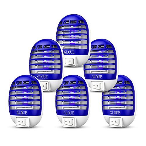 GLOUE Zapper Electric, Bug Zapper Electronic Insect Killer Flies Pests Trap Indoor, Mosquito Killer with Blue Light for Backyard, Patio, Bedroom, Kitchen, Office (6 Packs)