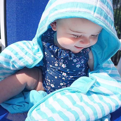 Image of Green Sprouts Muslin Hooded Towel Made from Organic Cotton (2 pk), Aqua, 0 months-4yr