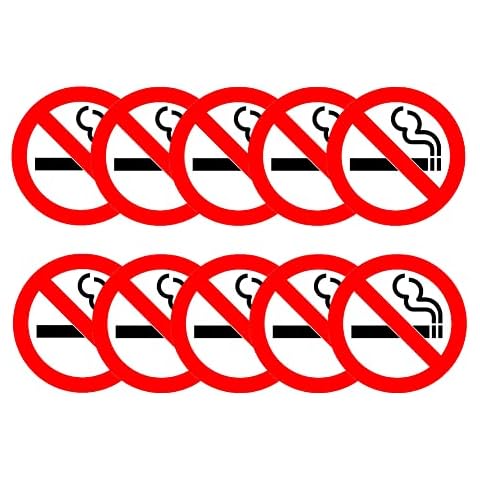Haobase 10 PCS No Smoking Sign - Self Adhesive Vinyl Sticker (7cm x 7cm) Cover