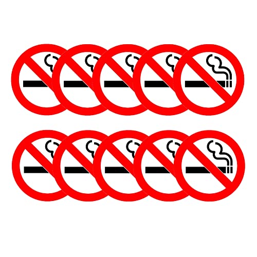 Haobase 10 PCS No Smoking Sign - Self Adhesive Vinyl Sticker (7cm x 7cm)