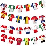 AURALIN Bandierine internazionali di calcio 2026, 49 pezzi, decorazioni per feste, torneo di calcio, bandierine per pub, bar sportivi, visualizzazione eventi, 15 x 15 cm, con nastro da 20 m