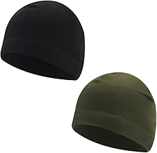 2 Pieces Unisex Plain Cotton Stretch Lightweight Beanie Hat Soft Hat Running Cap Multifunctional Headwear, Black, Green