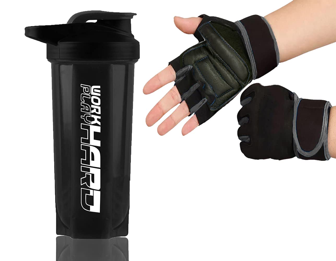 Cool Indians Premium Shaker Bottle with Half Finger Gloves Combo|BPA Free| 100% Leak-Proof Protein Shaker Bottle | Sports Gym for Men & Women (Shaker Bottle+ Gym Gloves) (Black)-image-31