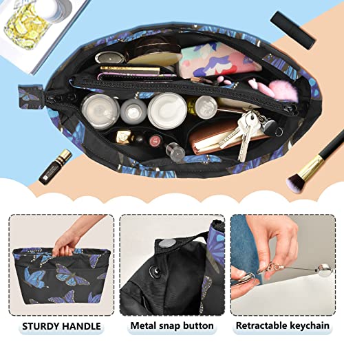 Susiyo Blue Purple Butterflies Purse Bag Organizer Insert With Multi-Pocket, Handbag And Tote Bag Inside Shaper With Zipper For Women Girl Travel Work-Large #TOP3