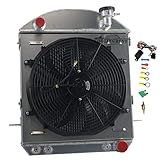 COOLINGBEST 4 Row Aluminum Radiators for 1917 1918 1919 1920 1921 1922 1923 1924 1925 1926 1927 Ford Model T-Bucket Chevy V8 SWAP, Radiator with Electric Fan Shroud Thermostat Kit
