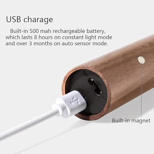 Chilvane Night Light Motion Sensor Light Indoor Led Magnetic Portable Lamp No Plug Usb Charge Wall Lamp For Hallway Bedroom Wardrobe Table Stairwell Cabinet Kitchen Etc,Walnut #TOP5
