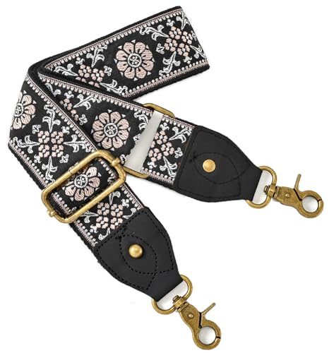 Image of Purse Strap Wide Shoulder Strap Replacement Crossbody Handbag Adjustable Embroidery Guitar Style Bag Strap