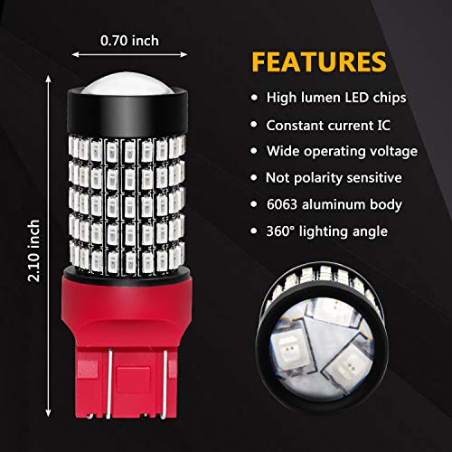 Phinlion Super Bright 7440 7443 Red Led Brake Tail Light Bulbs 2800 Lumen 3014 103-Smd 7441 7444 7443 Led Bulb For Tail Stop Brake Turn Signal Blinker Lights #TOP3