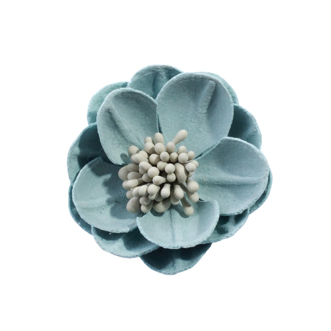 LOVSSU Fabric Flowers 10PCS 5CM Artificial Felt Fabric Flowers With Stamen For Wedding Invitation Chic Fake Flower For Home Dress Decoration(Lt Green)